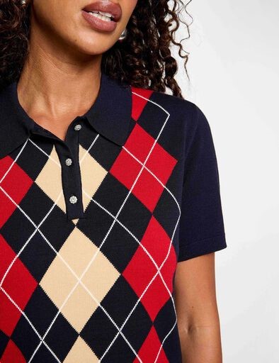 MORGAN Polo in maglia a rombi mezza manica