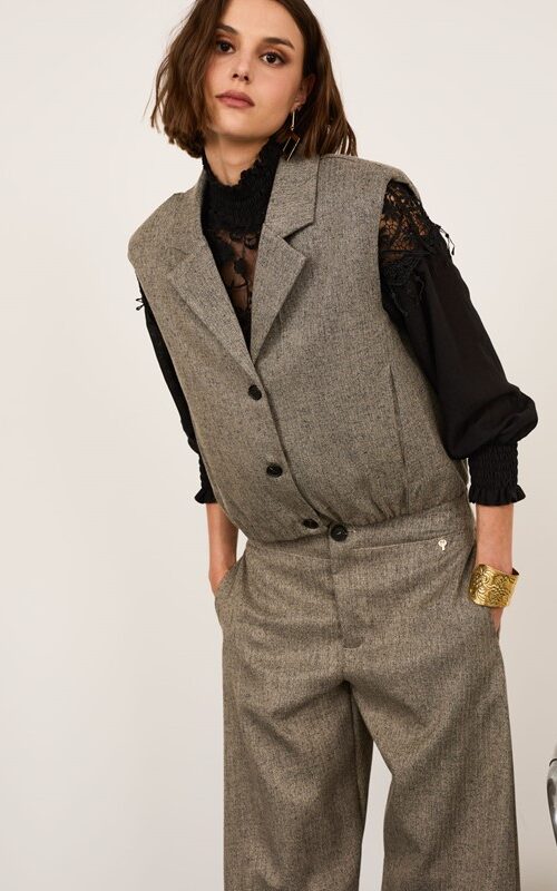 C4CF95B51766452CD62CD9BE9A779E91_ PHILIA LOFT Gilet melange con arricciatura sul fondo