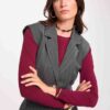 C5A86722F2342A5AB3FEE5961823DBC2_ MORGAN Gilet crop gessato 1 bottone con spalline imbottite