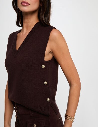 C6CEE977E765245D38E45807C99A9BDB_ MORGAN Gilet in maglia scollo a v e bottoni laterali