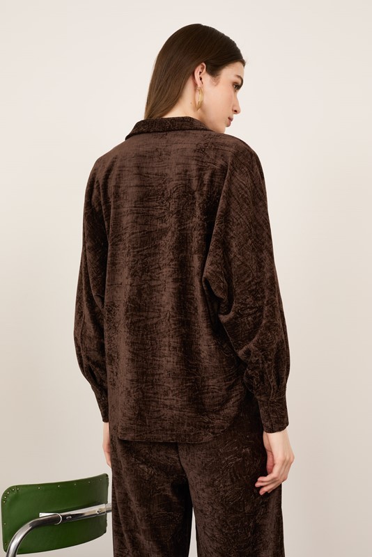 PHILIA LOFT Camicia in velluto stile giacca con alamari e manica ampia