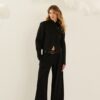 SOUVENIR Pantalone largo con elastico in vita e cintura