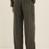 SOUVENIR Pantalone gessato oro con pences misto lana