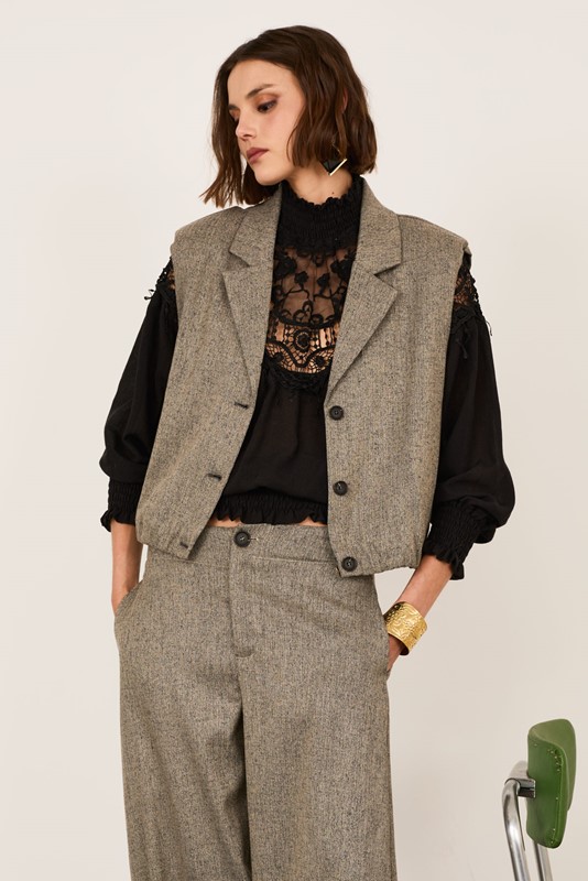 PHILIA LOFT Gilet melange con arricciatura sul fondo