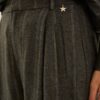 SOUVENIR Pantalone gessato oro con pences misto lana
