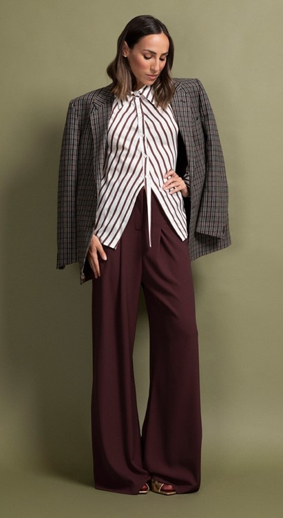 PEPE ROSA Pantalone ampio con pinces