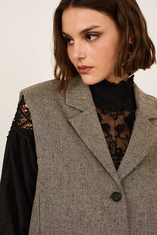 PHILIA LOFT Gilet melange con arricciatura sul fondo