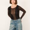 PHILIA LOFT Body girocollo misto cachemire con inserti in pizzo