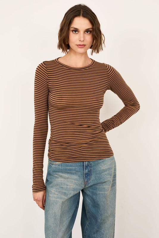 PHILIA LOFT Maglia girocollo  righine misto cachemire