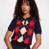 MORGAN Polo in maglia a rombi mezza manica