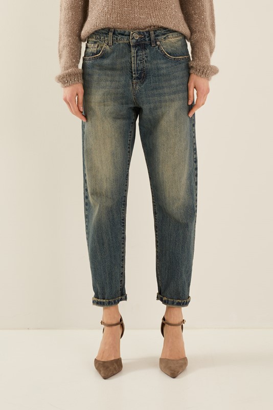 SOUVENIR Jeans vita bassa lavaggio al the