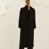 SOUVENIR Cappotto lungo over girocollo con sciarpa applicata