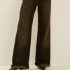SOUVENIR Jeans nero gamba dritta con risvolto e accessorio